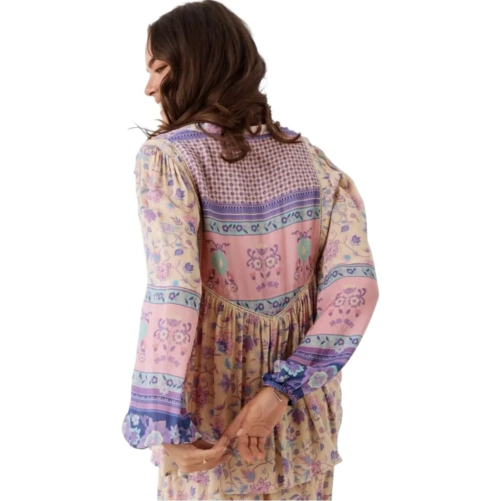 Spell & The Gypsy Portobello Road Blouse Lavender / Pink Flowy Floral Boho Top M Purple Size M - Image 3