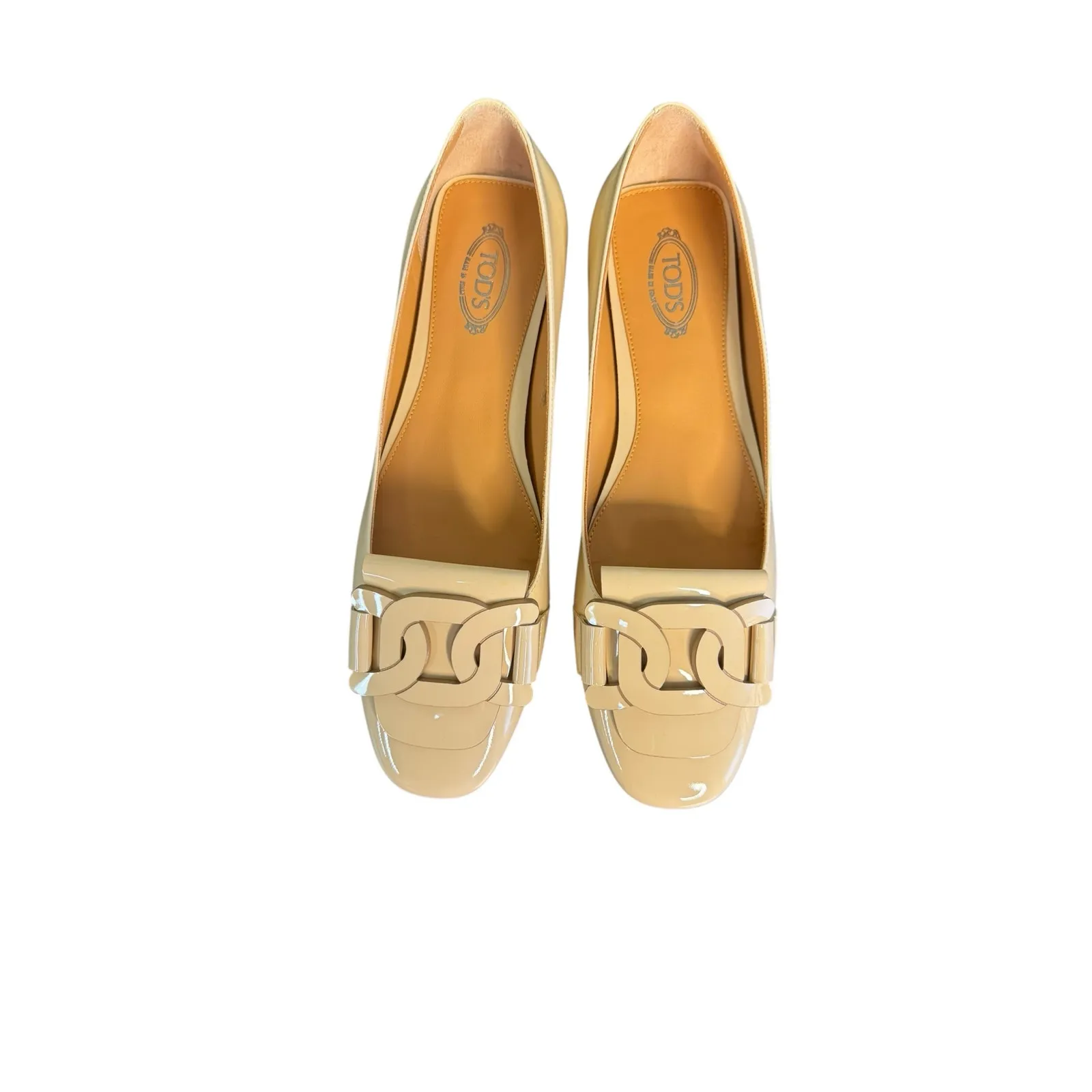 Tod’s NIB Kate Patent Leather Ballet Flats in Natural Size 38.5 - Image 2