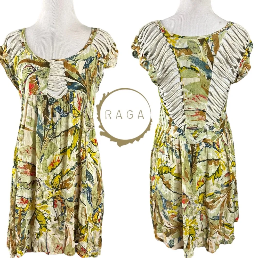 Revolve Raga Makki Valley Cap Sleeve Mini Dress in Sage NWT Boho Cut out Small - Image 5