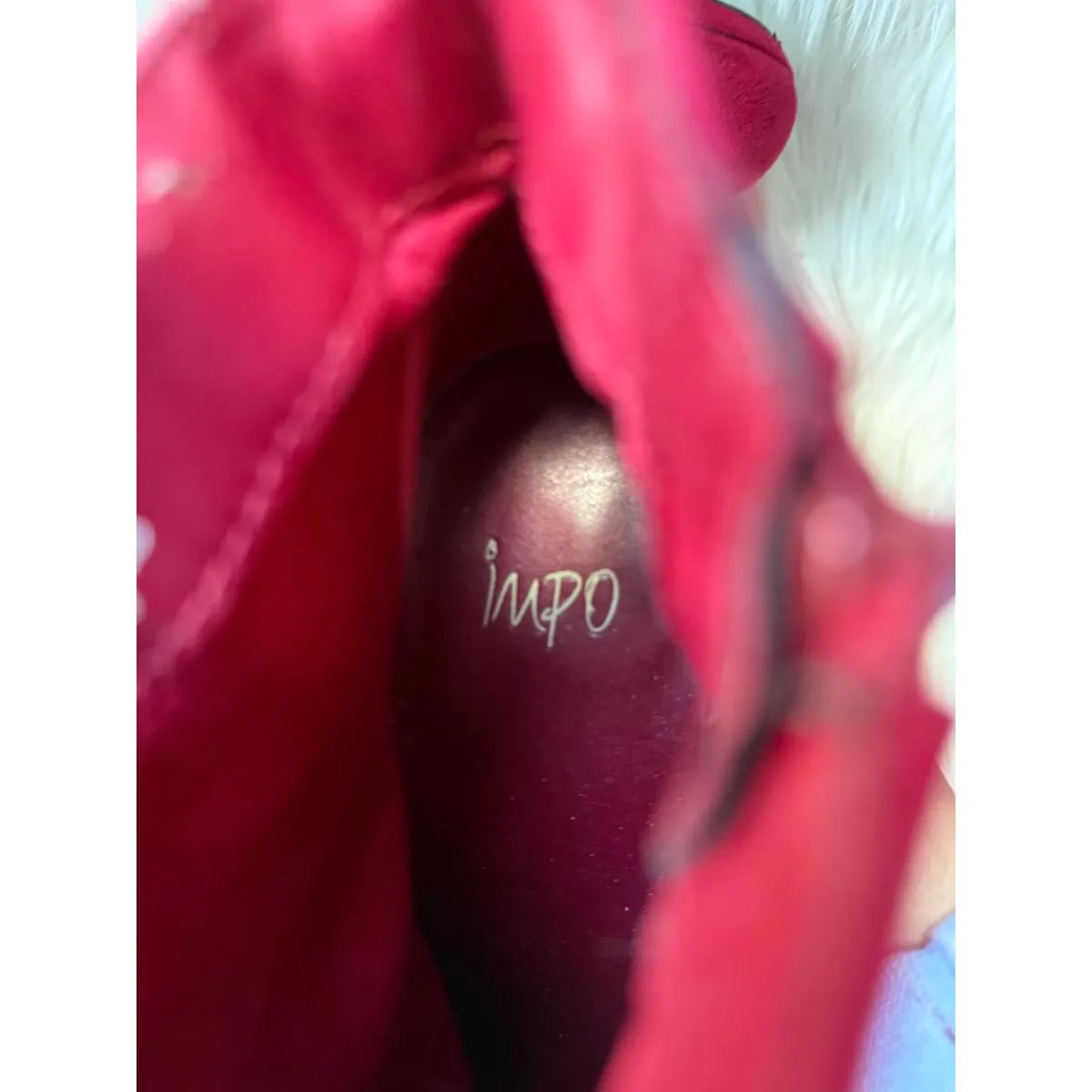 Impo Red Suede Women's Ankle Boots with Side Zipper and Bow Detail - Image 5