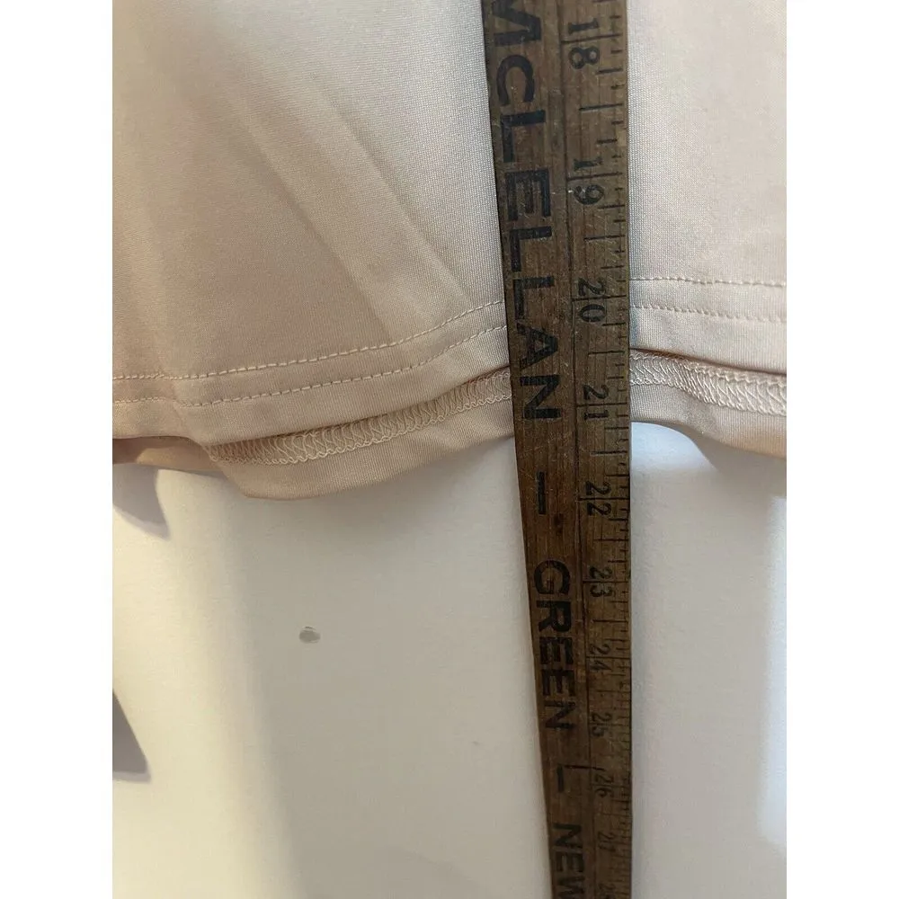 CBR Women's Blouse Sheer Sleeve Neckline Pearl Beading Beige Ruffles XL Feminine Tan - Image 6