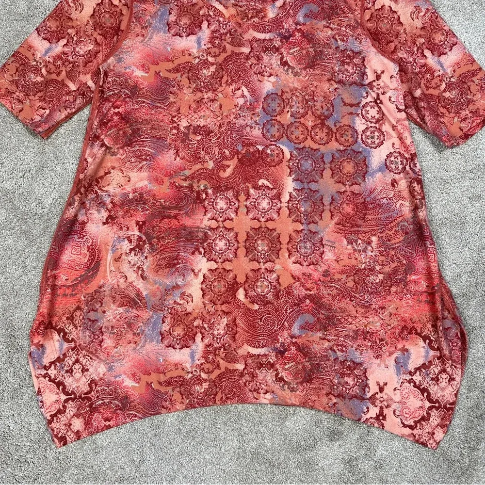 Soft Surroundings Tunic Top Shortsleeve Geometric Art Print Multicolor Boho S - Image 8