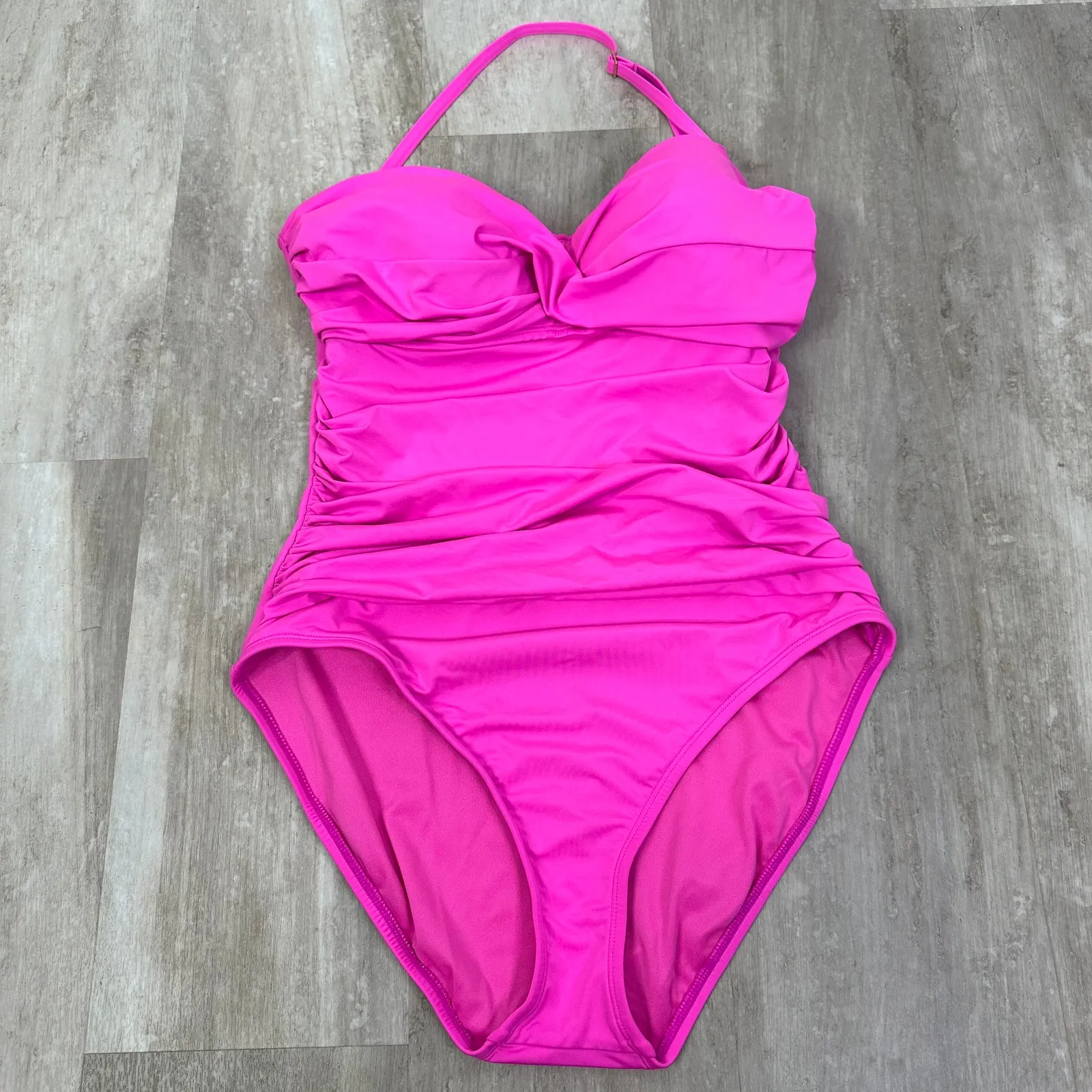 Lilly Pulitzer Flamenco Plumeria Pink Bandeau One Piece Swimsuit size 12 - Image 3