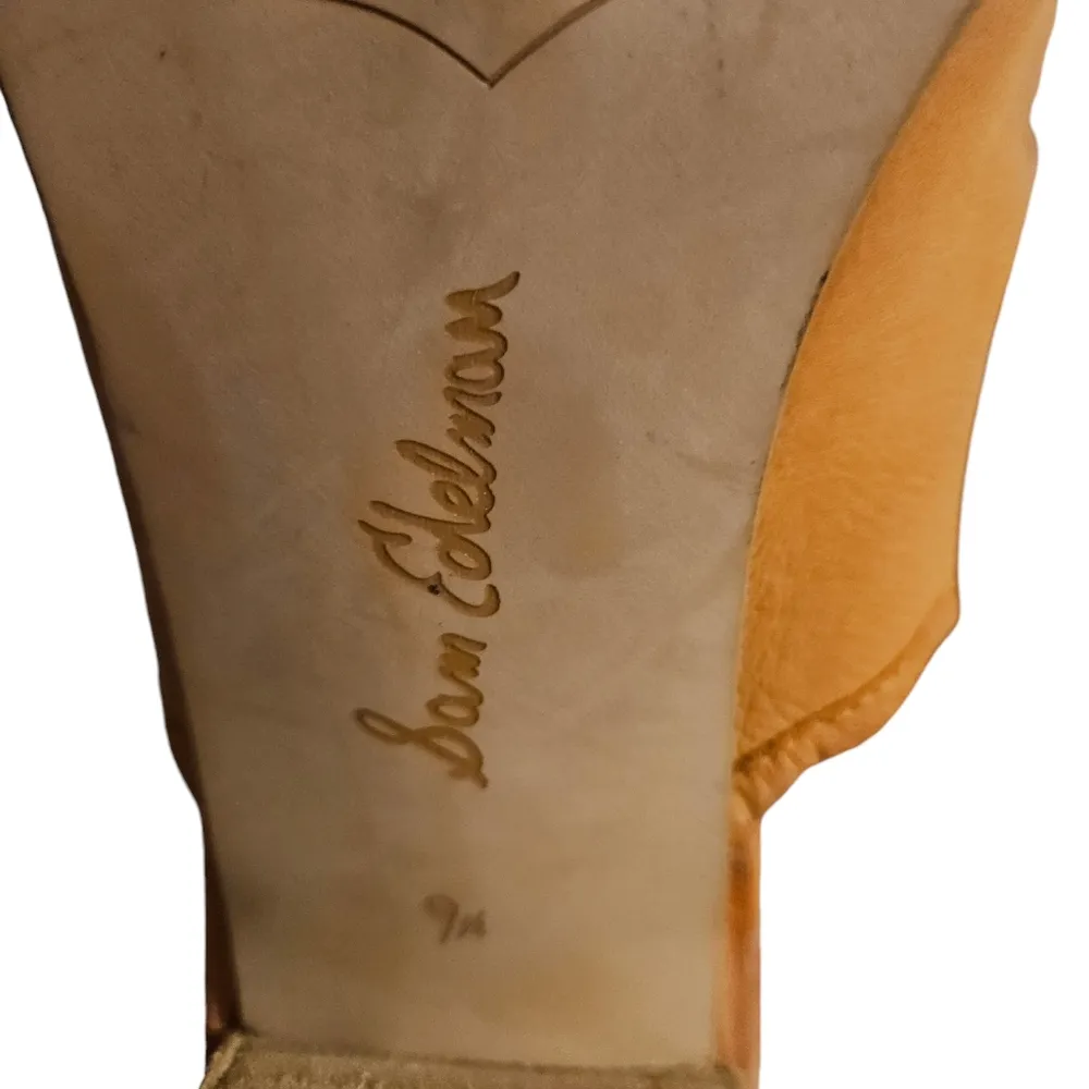 Sam Edelman | Holly | Leather Orange woven peep toe with wooden block heel - Image 4