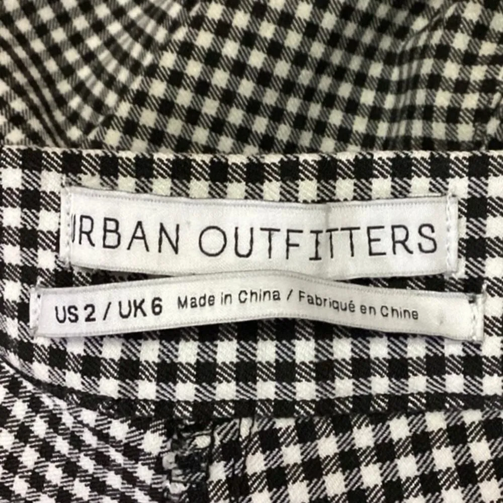 Urban Outfitters Black/White Check Pattern High Rise Slim Leg Zip Up Pant Size 2 - Image 5