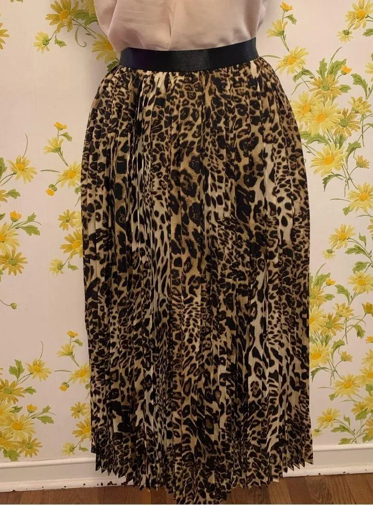 animal print elastic waist midi skirt size Large - Image 5