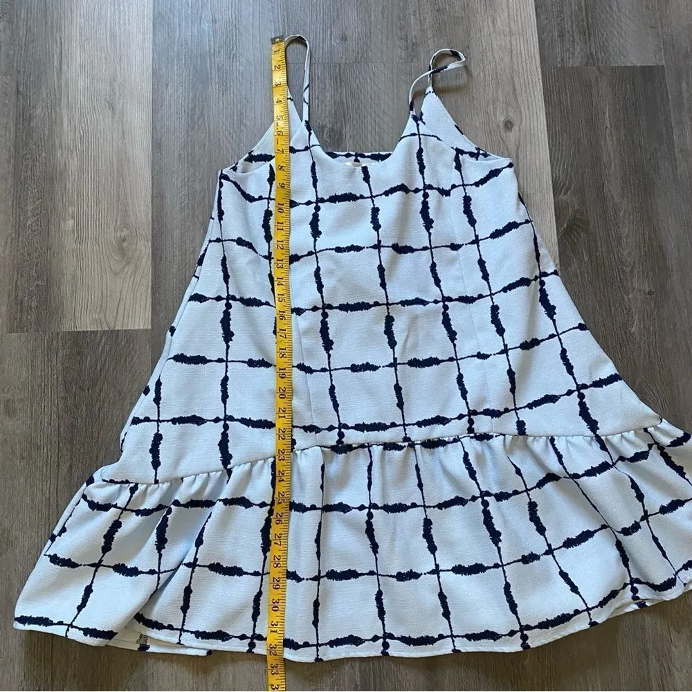 J.O.A Babydoll Ruffle Dress Corset Lace Up Back Medium Blue - Image 10