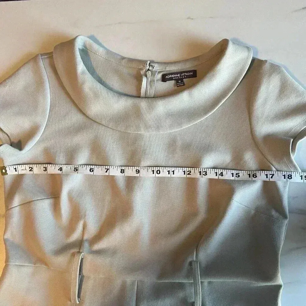 Adrienne Vittadini Neutral Sheath Dress Size 10 Beige Short Sleeve Minimalist - Image 8