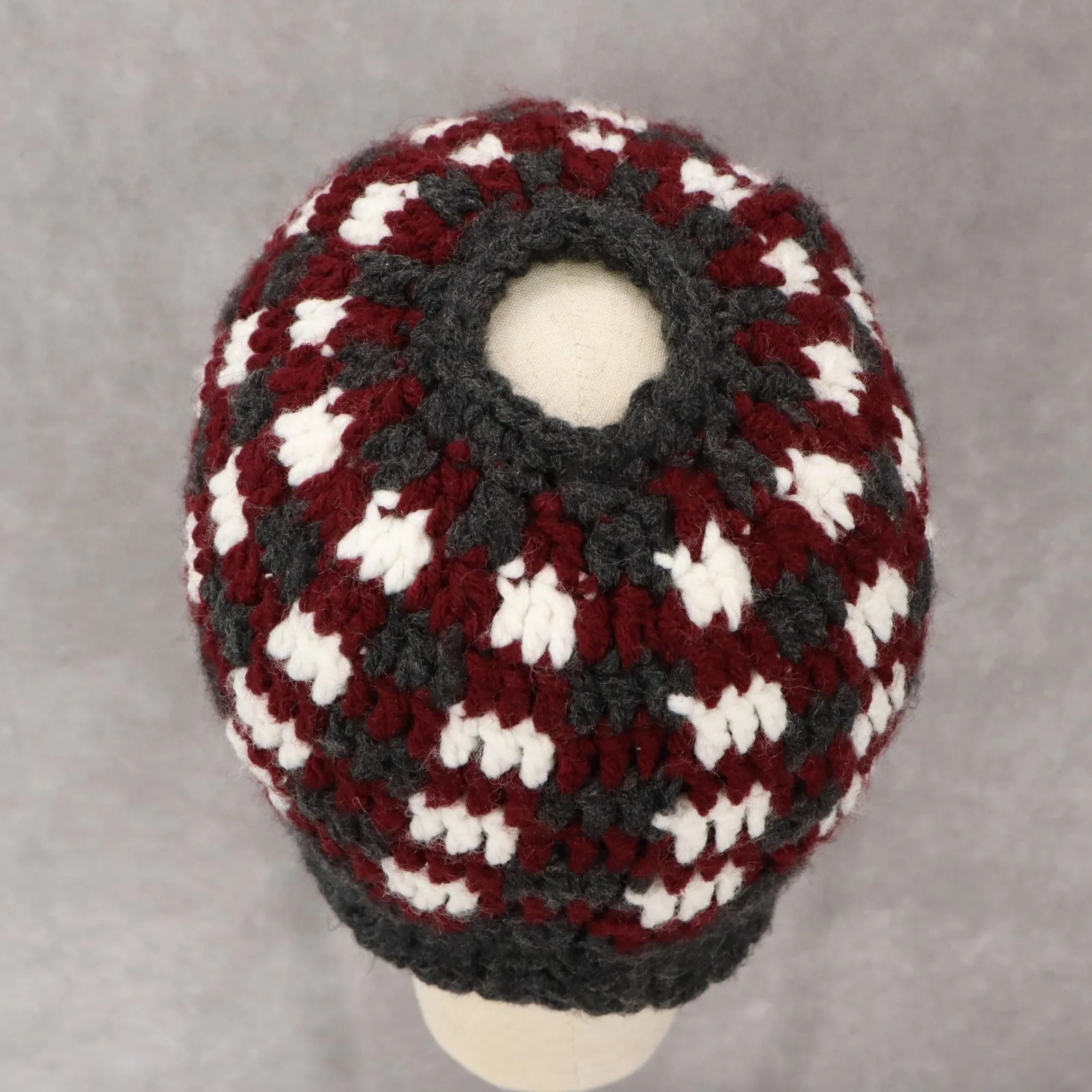 Gray Multi Color Cable Knit Crochet Y2K Vintage Cottage Skater Beanie Cap Hat OS - Image 5