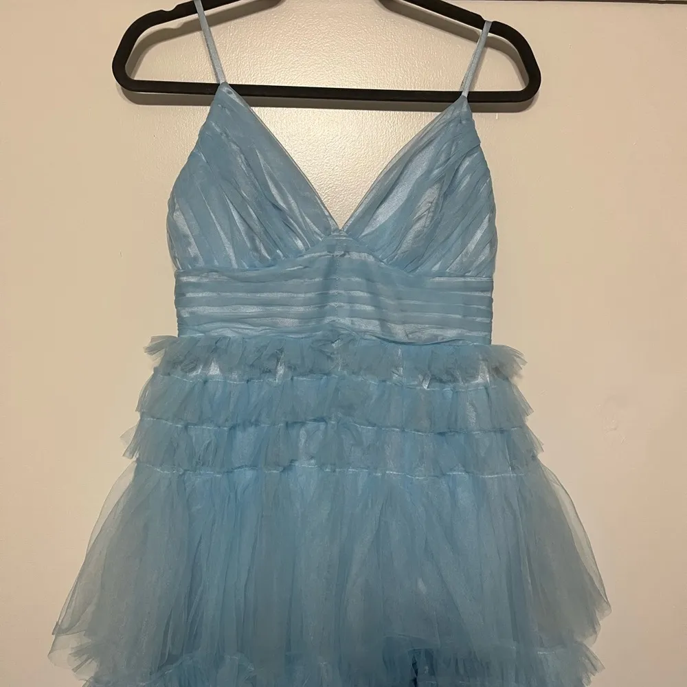 LULU’S Gorgeous Statement Blue Tulle Tiered Ruffled Maxi Dress - Image 6
