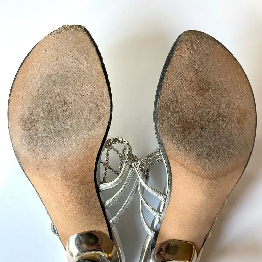 Stuart Wetizman Pewter Colored Rhinestone Sandals - Image 7