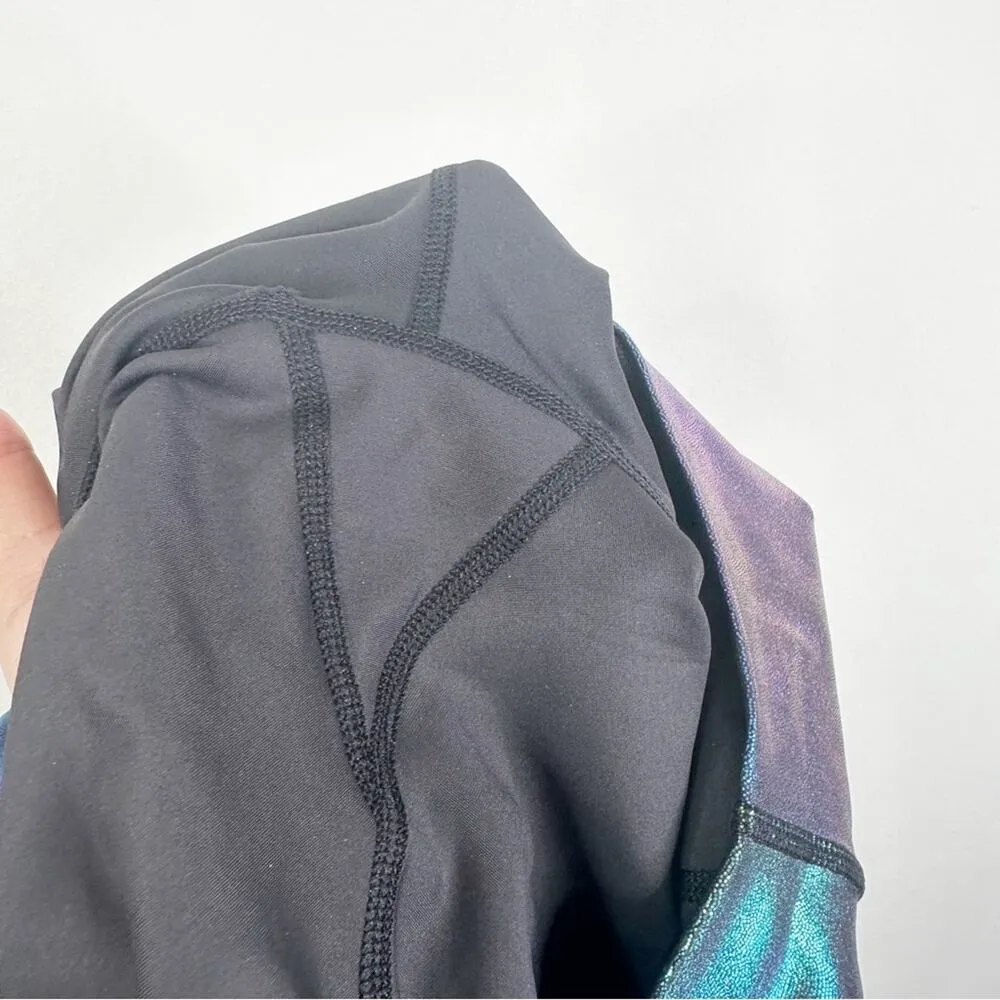 Style Reform Rainbow Multi Color Metallic Cropped Leggings Size Medium Purple - Image 8