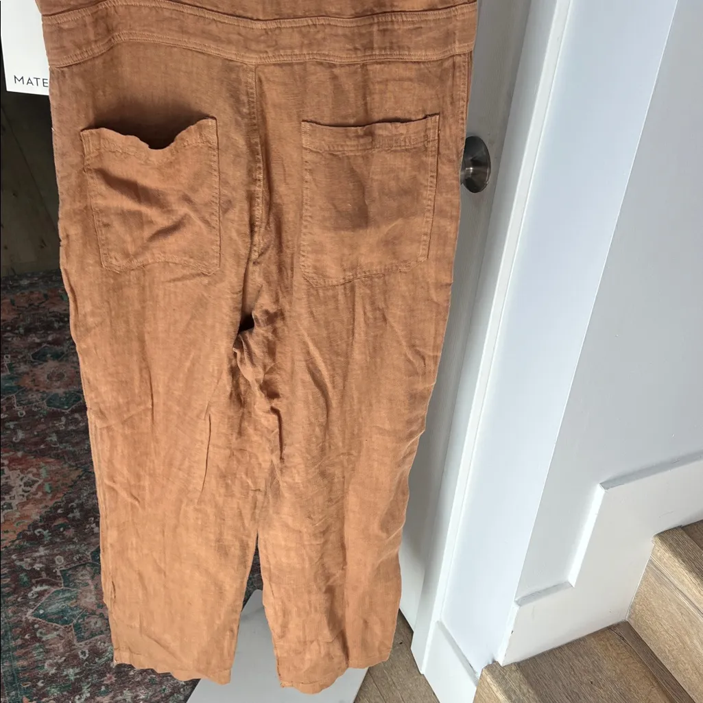 NWT MATE THE LABEL SEDONA 100% LINEN JUMPSUIT TAN SIZE SMALL $218 - Image 6