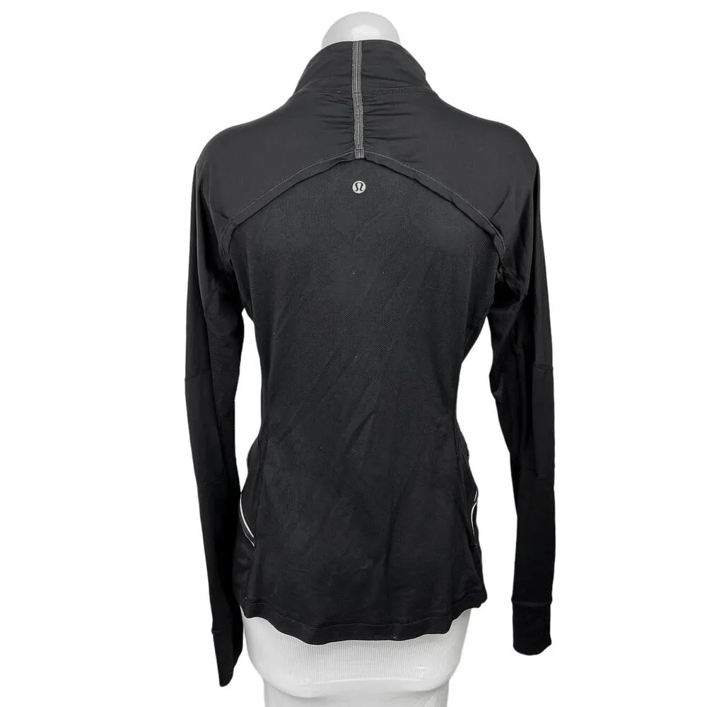 Lululemon Black Zip  Long Sleeve Athletic Pullover Jacket Sweatshirt Top Sz 10 - Image 2