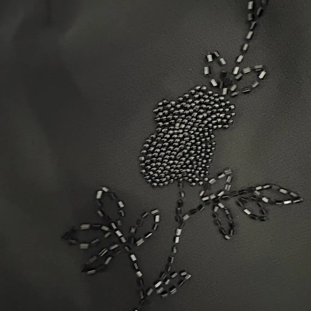 Betsy Lauren Black 3 Layer Dress Pants with Beaded Floral Accents Size 6 - Image 3