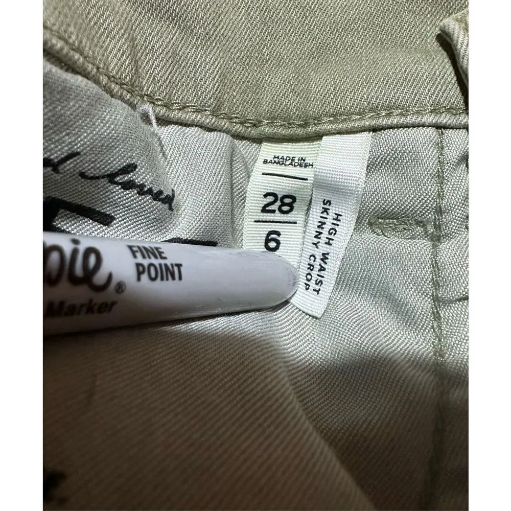 Loft high waist skinny crop jeans Olive green sz 28 - Image 8