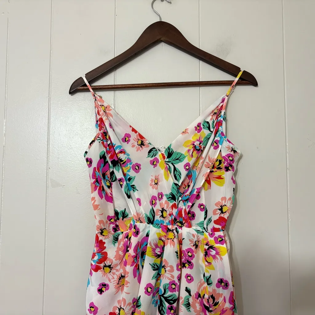 Yumi Kim Jayne Silk Mini Dress White Indigo Bloom Floral Wrap Size S - Image 3