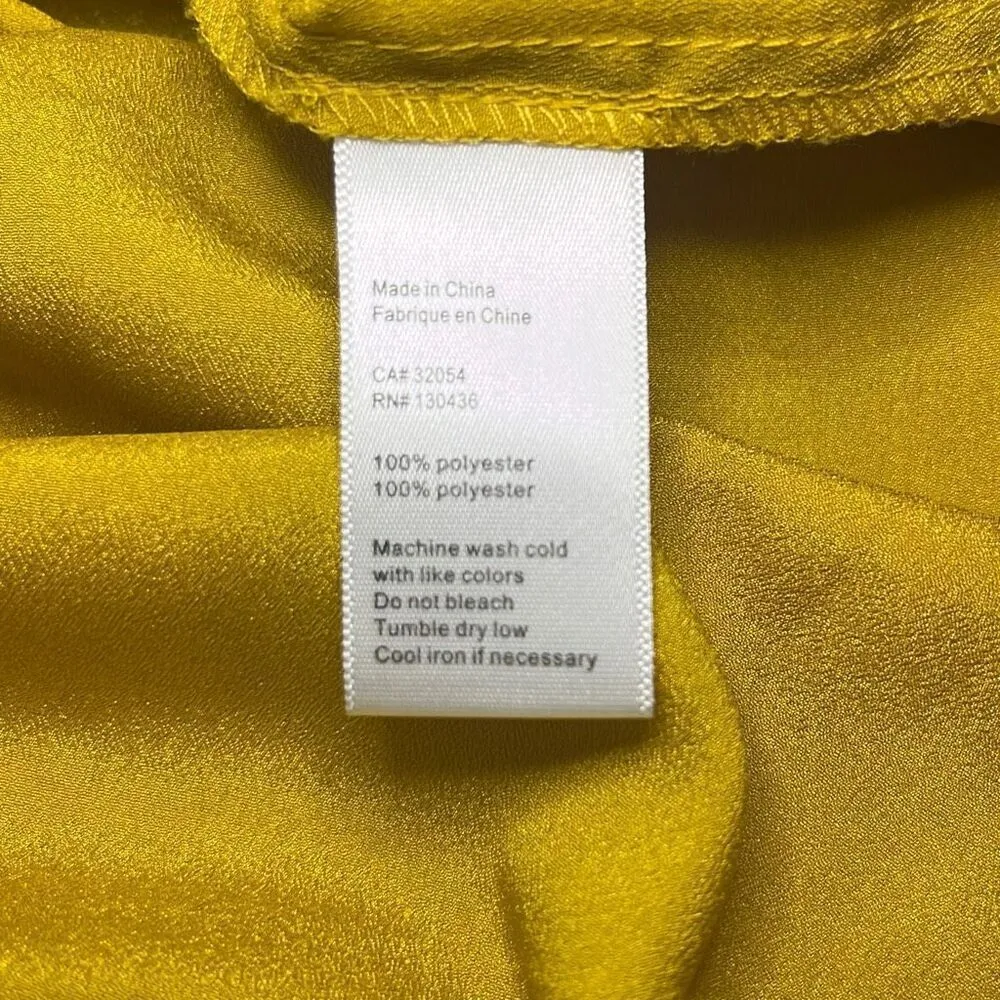 Lili's Closet Small Mustard Yellow Tie Front Flowy Silky Blouse Secretary Office - Image 7