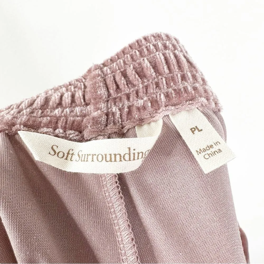 Soft Surroundings Blush Pink Velvet Pull On Wide Leg Pants W Pockets Size PL - Image 5