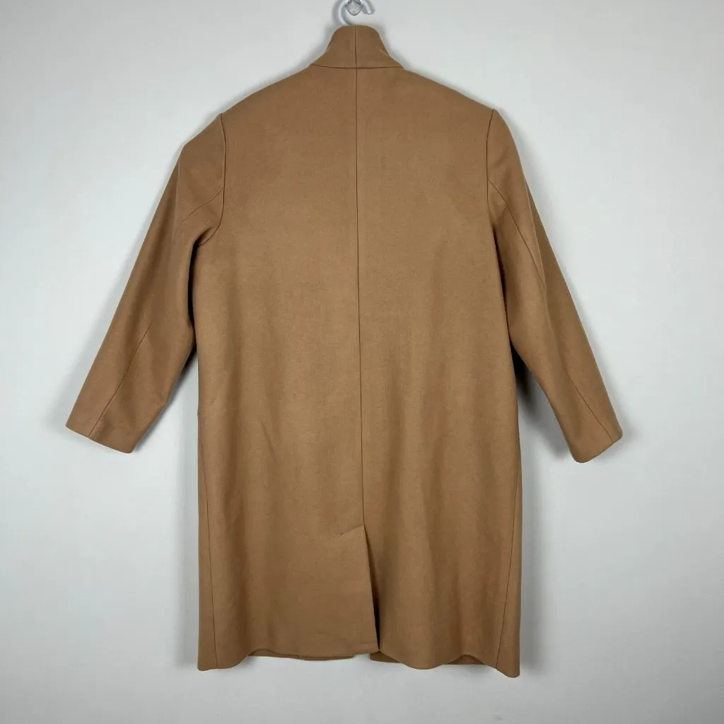 Old Navy Coat Womens XL Tan Soft Brushed Overcoat Classic Trench‎ Winter Neutral - Image 12