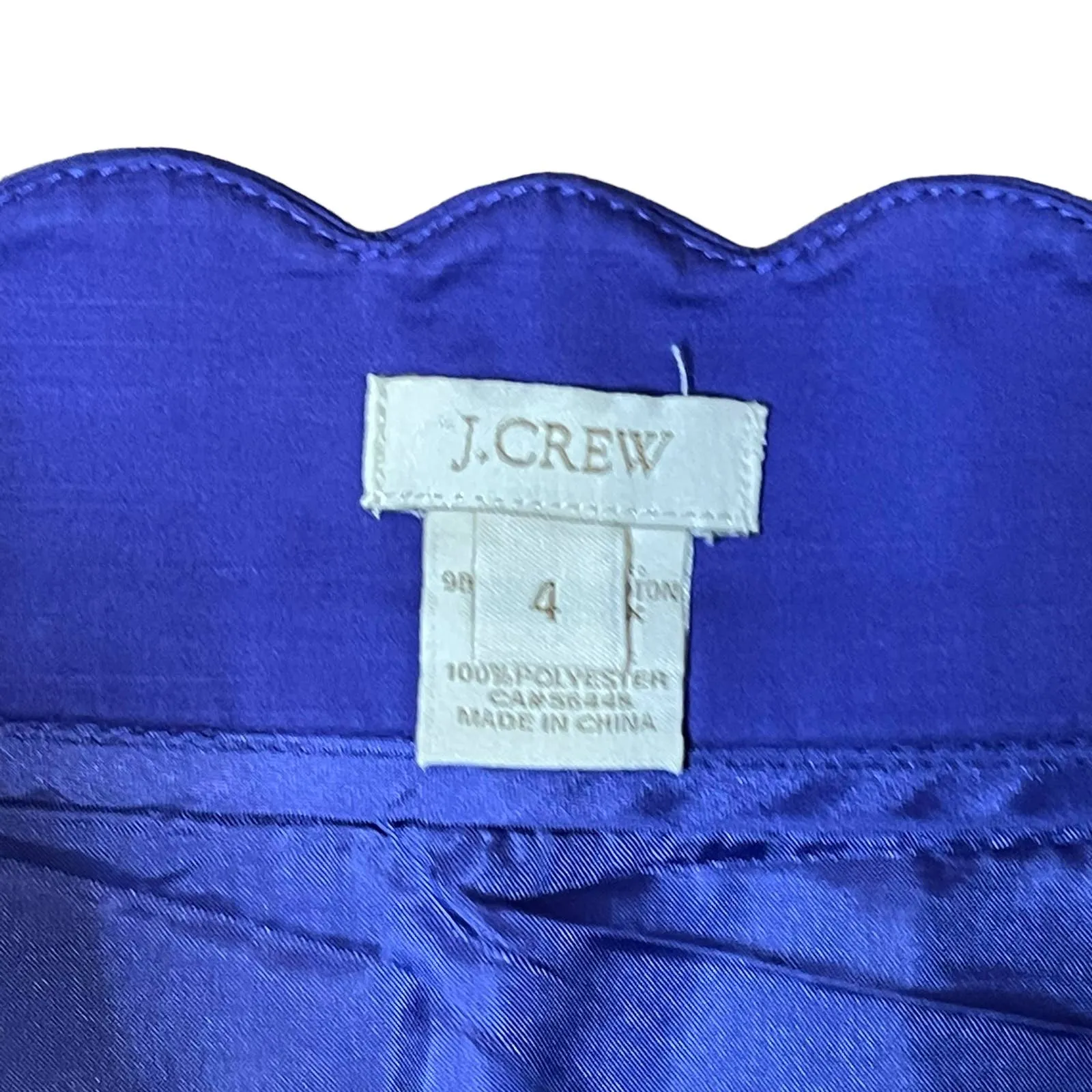 J. Crew Skirt Size 4 Blue Women Lined Cotton Stretch Blend Scalloped Waist 26X17 - Image 5
