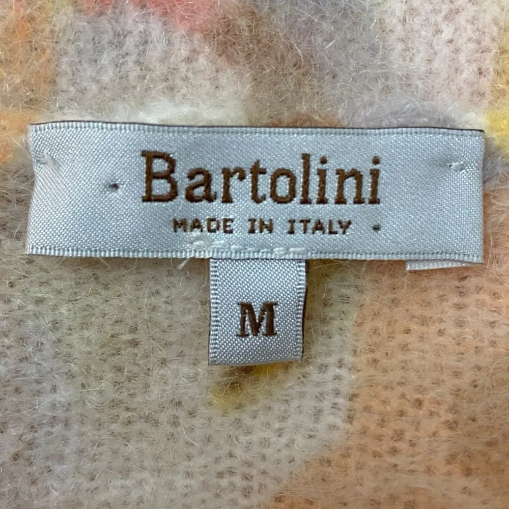 Bartolini Italian Alpaca Mohair Floral Open Front Cardigan Sweater Medium Dainty Yellow - Image 8