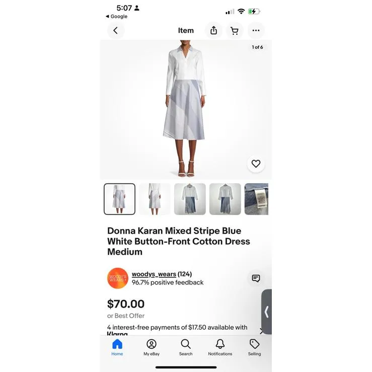 Donna Karan Mixed Stripe Button-Front Dress - Size L - Image 4