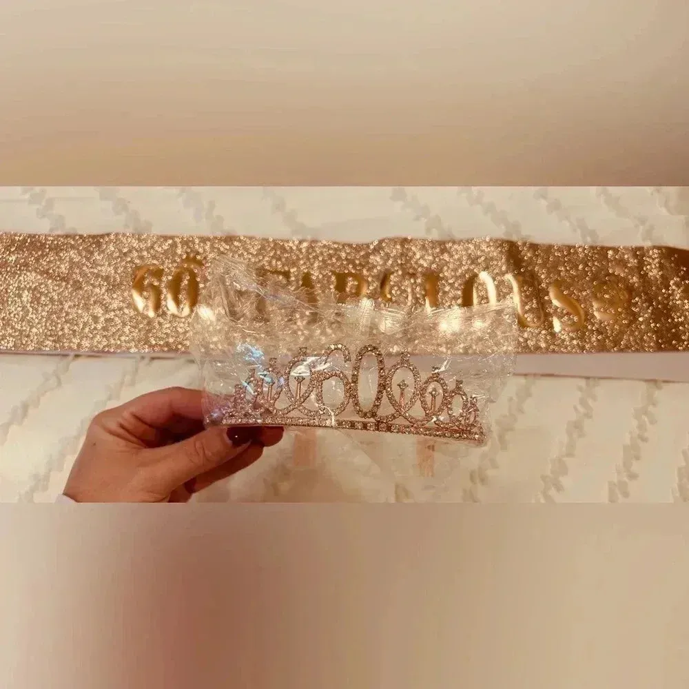 60th pink birthday tank top, sash and crown 👑 - Image 10