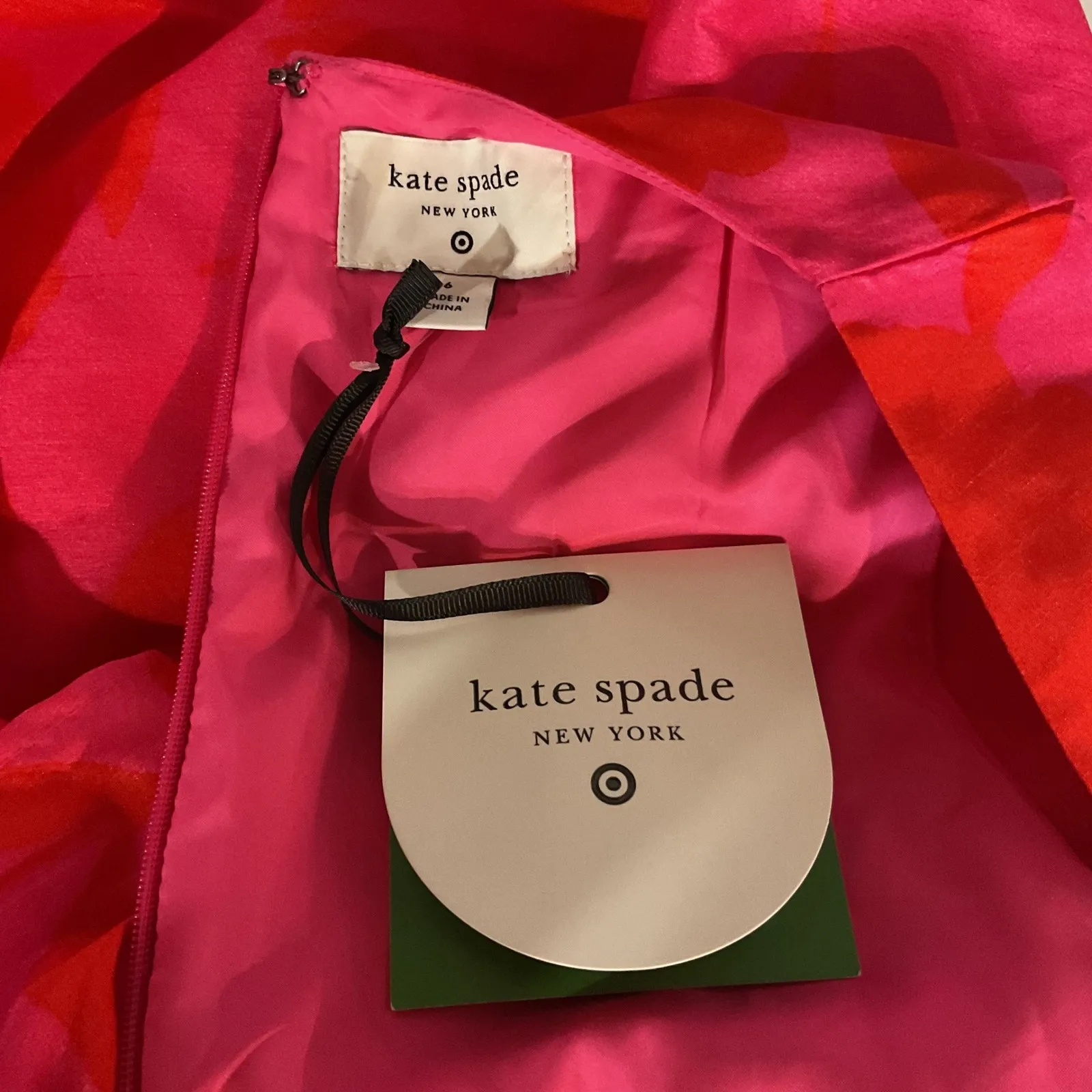 Kate Spade Target Red Pink Classic Floral Sleeveless Peplum Midi Dress Sz 6 NWT‎ - Image 13