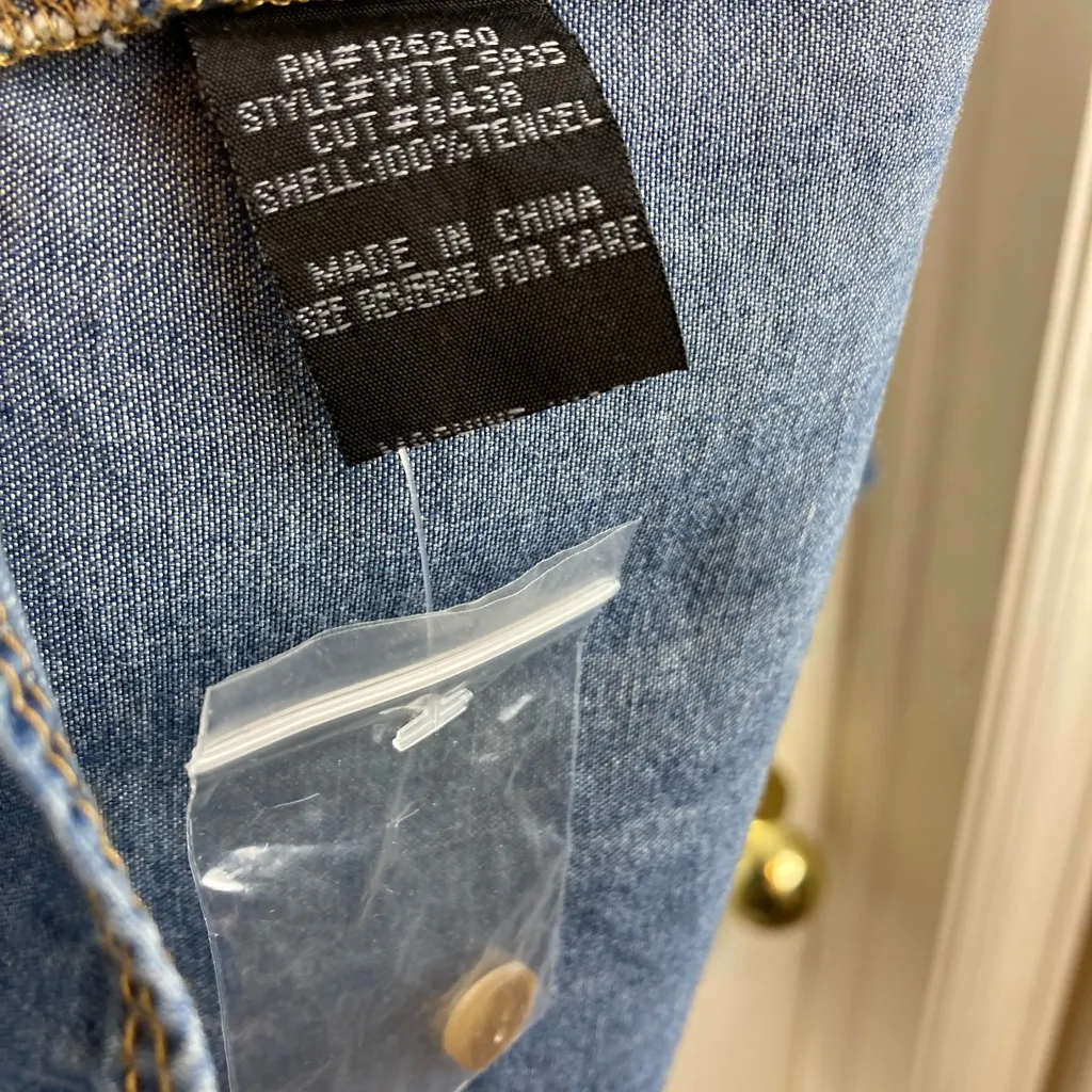 🌞Velvet Heart Medium Chambray Button Down Belted Denim Dress A189 - Image 3