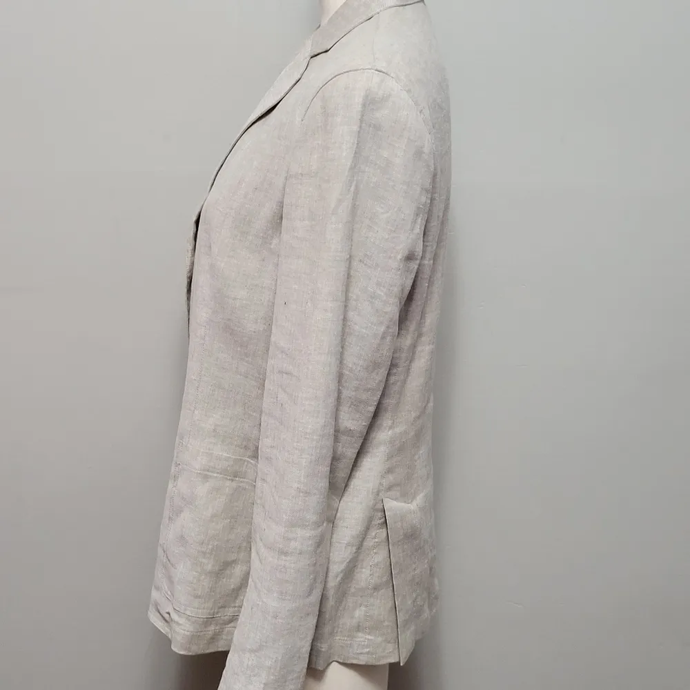 Theory Minou T Sharkskin Crunch Linen Blend Blazer Size 10 - Image 5