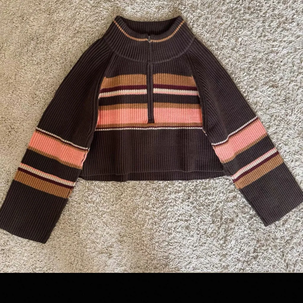Free people Striped Greta Half Zip Sweater - Image 3