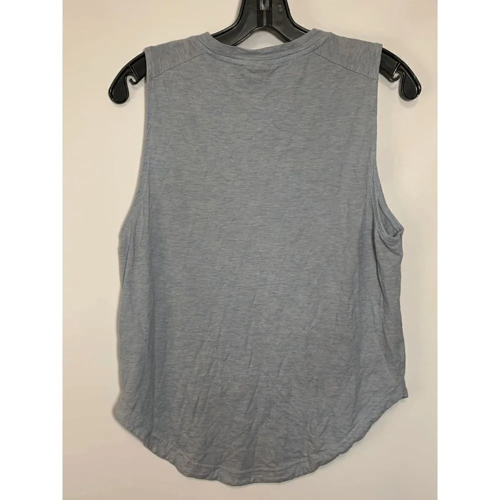 Adidas Women's Blue Cream Sleeveless Logo Graphic Print Active Tank Top Size XS - Image 6