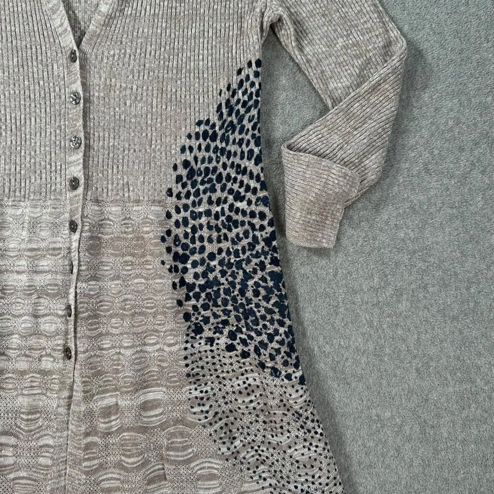 Nic +Zoe Long Cardigan Sweater Duster Size XS Long Sleeve Ribbed Knit Button - Image 3