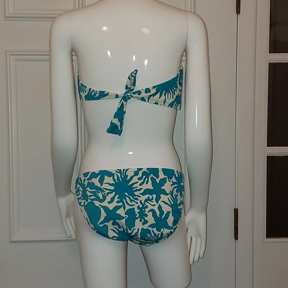 J. Crew White/Blue Bikini Set SIZE M/L - Image 5