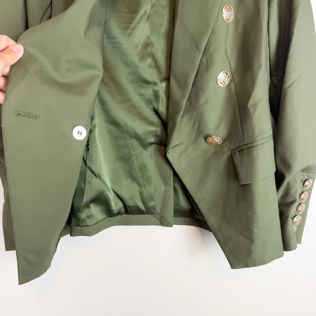 Boston Proper Modern Double Breasted Blazer Military‎ Green Size 2 - Image 6