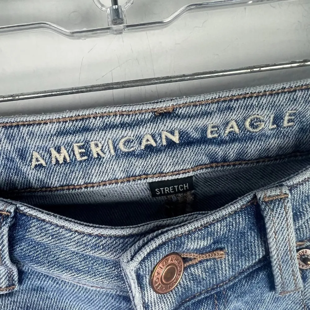 American Eagle Stretch Mom Jean Distressed Destroyed Size 00 EUC T2632 - Image 6