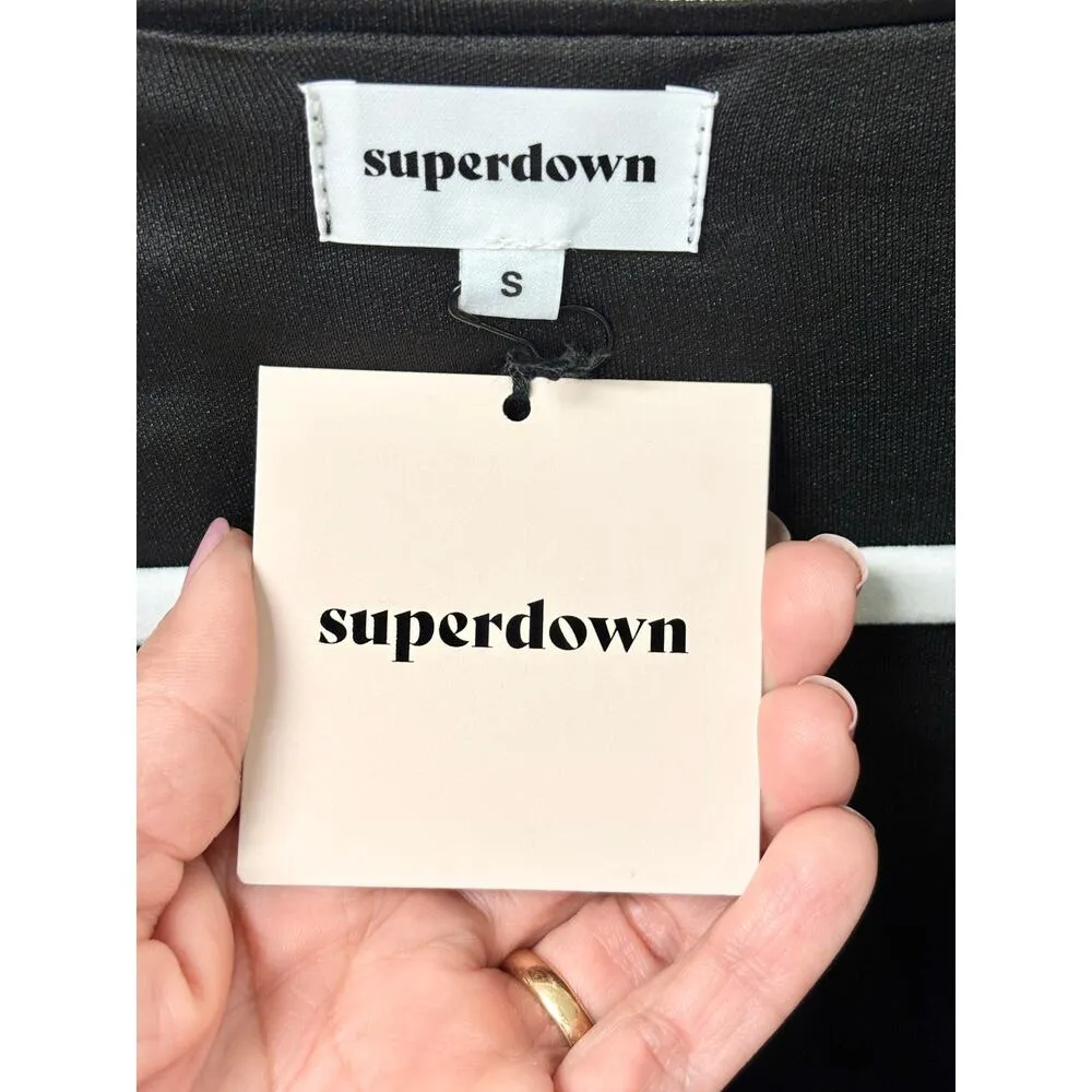 NWT superdown Carly Sequins Fringe V-Neck Mini Dress Black Women's Size Small - Image 5