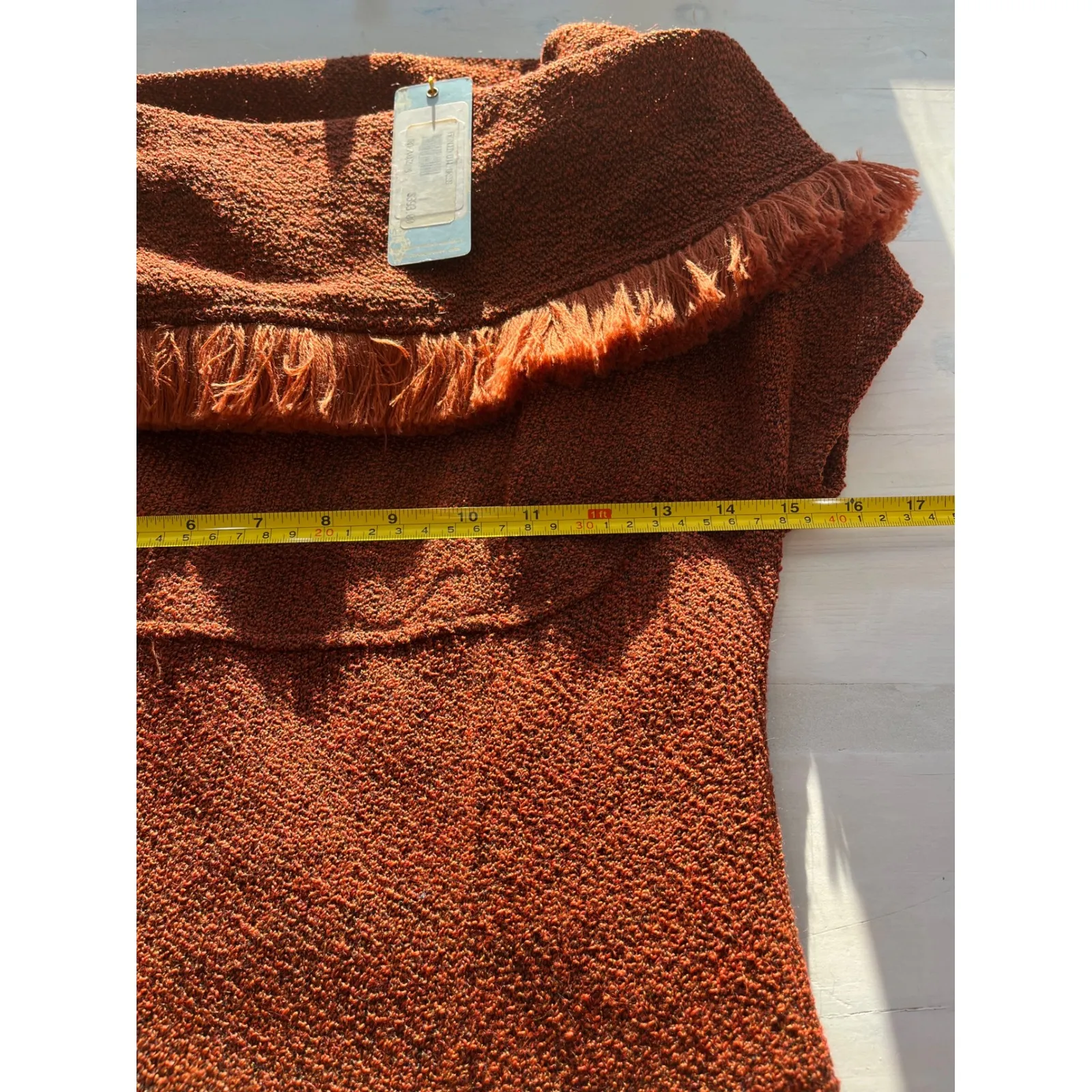 Tracy Reese New York Fringed Collar Dress‎ Size 4 Rust Textured Sheath - Image 8