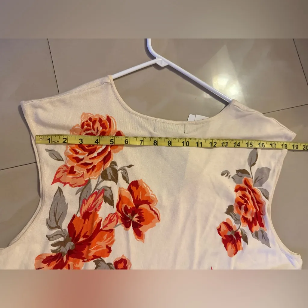 2X August Silk Sweater Top Silk Blend Plus 2X Beige  Floral Colorful Knit Top - Image 4