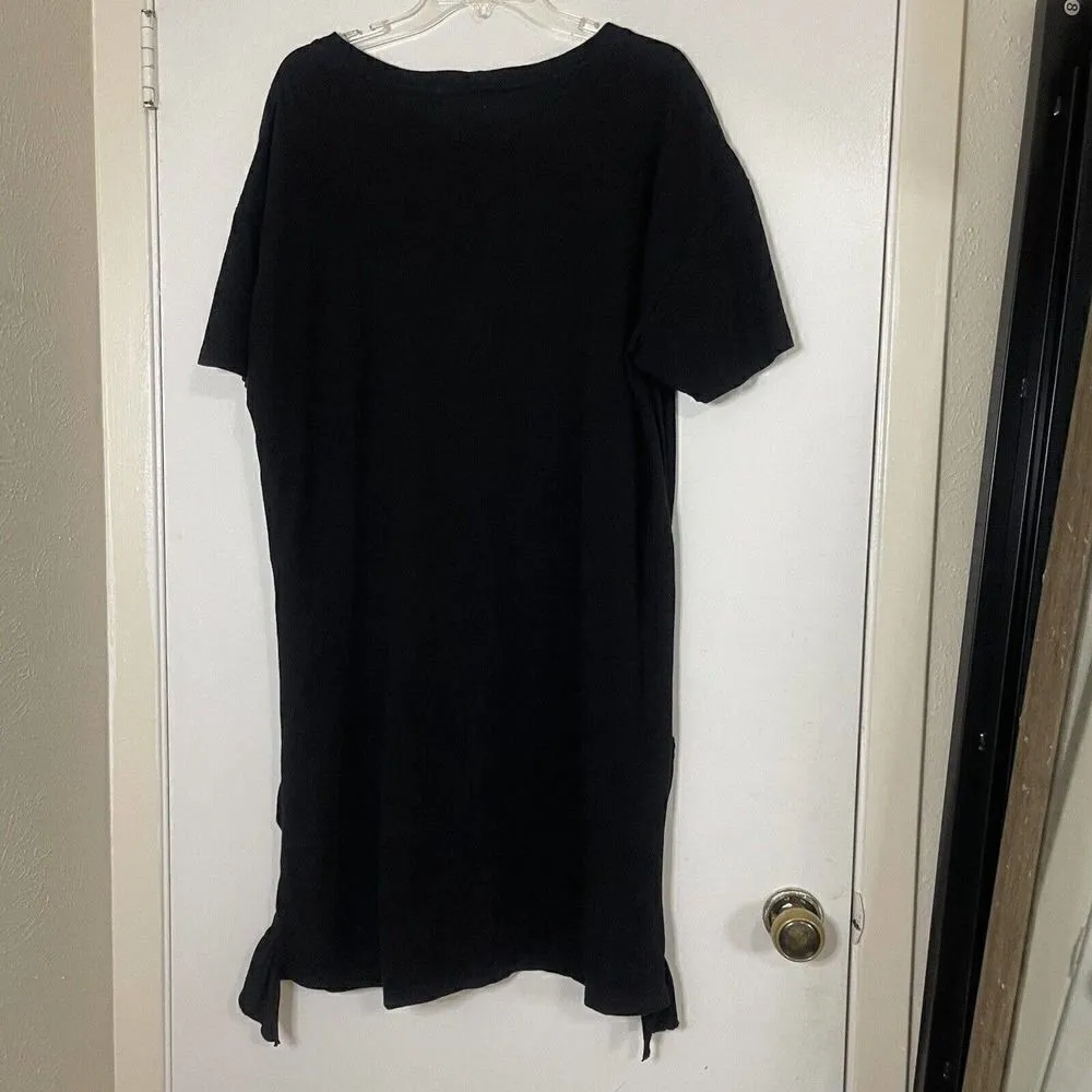 current elliott ruffle hem black short sleeve cotton tshirt dress size medium 2 - Image 6