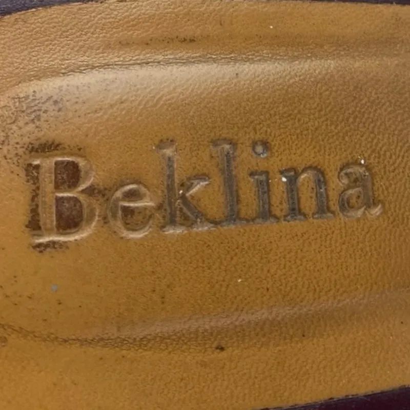 Beklina Baya Red Ribbed Leather Close Round Toe Block Heel Mules Clogs Shoes 9.5 - Image 7