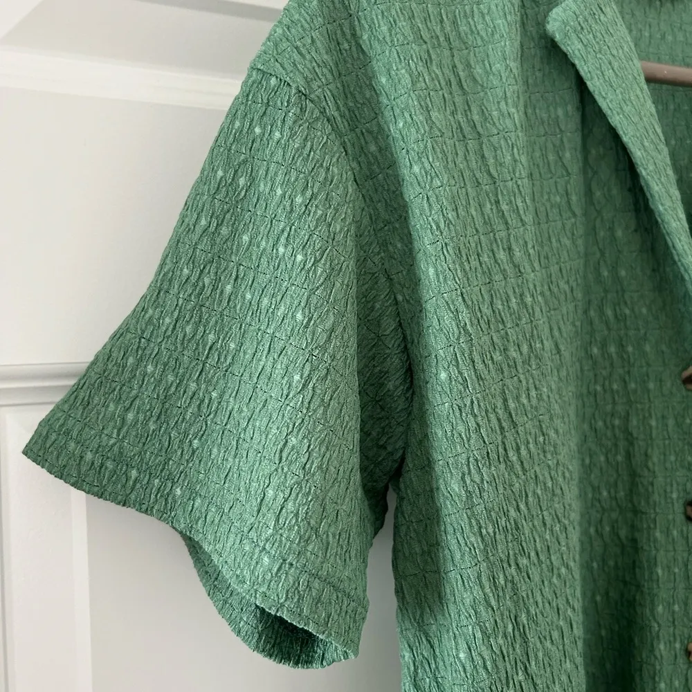 Madewell Crinkle Knit Button Up Top Green Size XS - Image 8