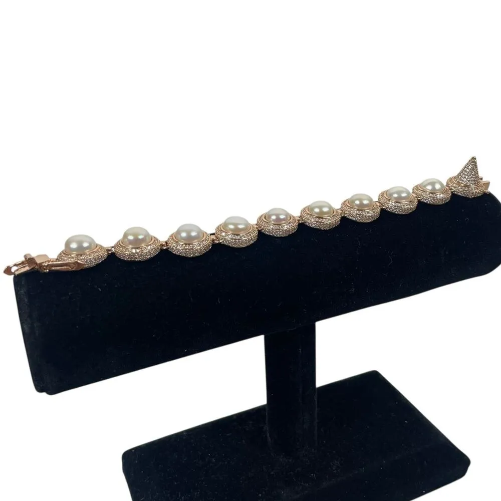 Eddie Borgo Freshwater Pearl Necklace & Bracelet 2pc Set Rose Gold - Image 10