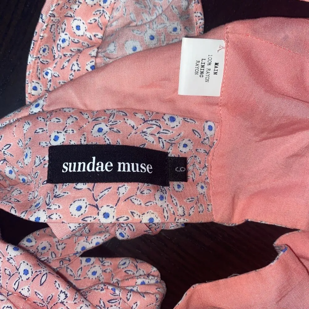 Sundae Muse Pink Floral Ruffled Sleeveless Tie Back Crop Top Women's Size 6 - Image 8