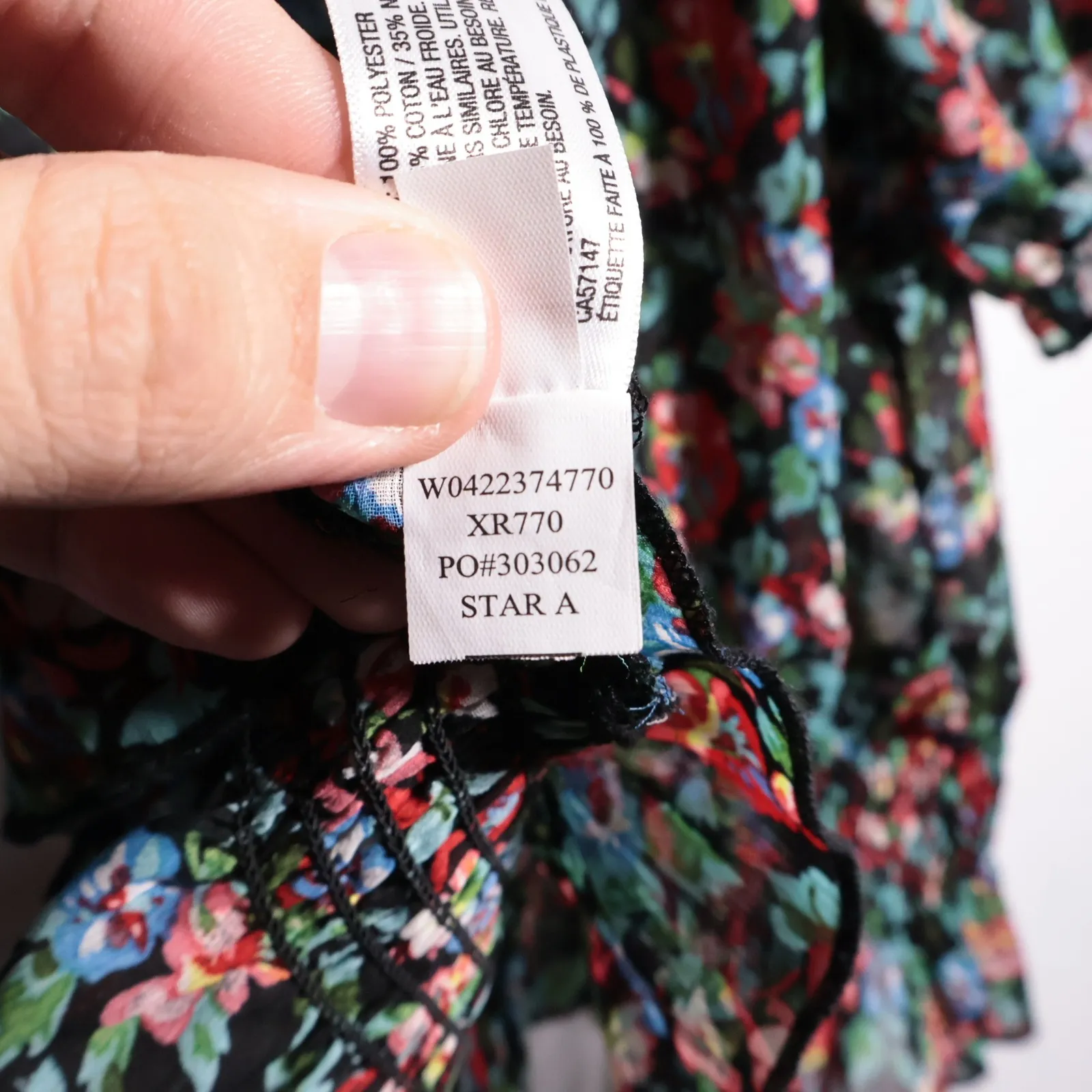 Floral Sheer Blouse Peasant Top Smocked Waist Lace Whimsigoth L Fairy Grunge - Image 5