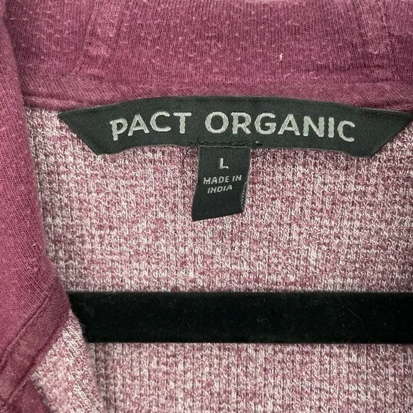 Pact Organic Two Tone Heathered Hoodie Jacket Zip Front Thumbholes Womens Large Purple - Image 4