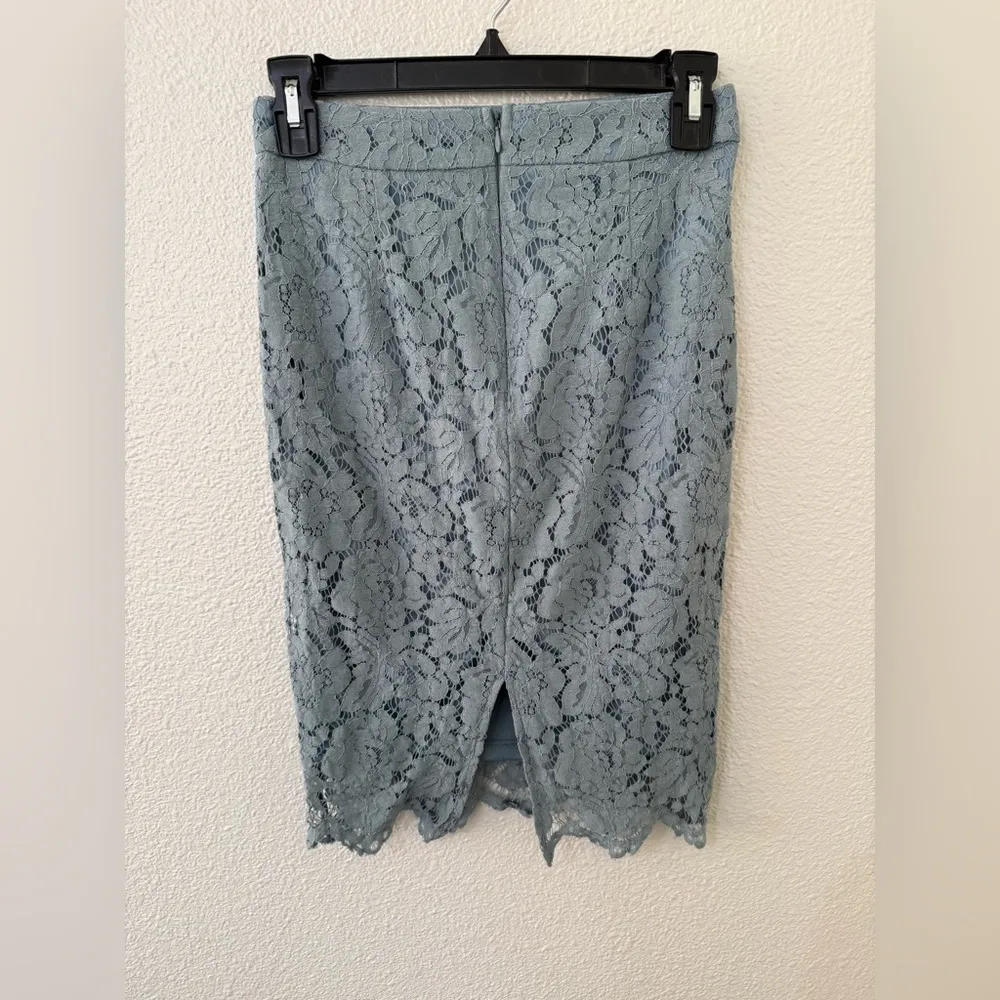 Lulus Just like a Dream Mint Blue Lace Pencil Skirt XS Gray - Image 4