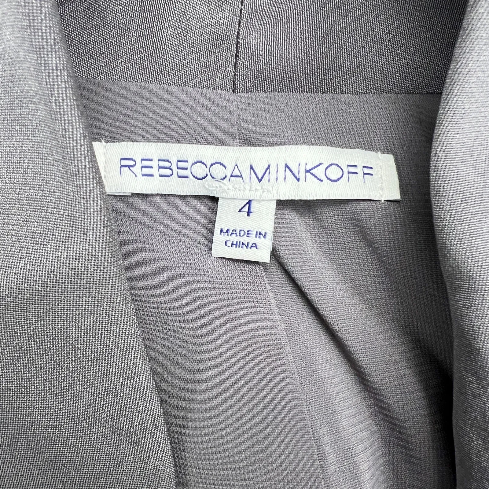 Rebecca Minkoff Becky Gray 100% Silk Blazer Long Lapel Push Up Sleeve Size 4 - Image 6