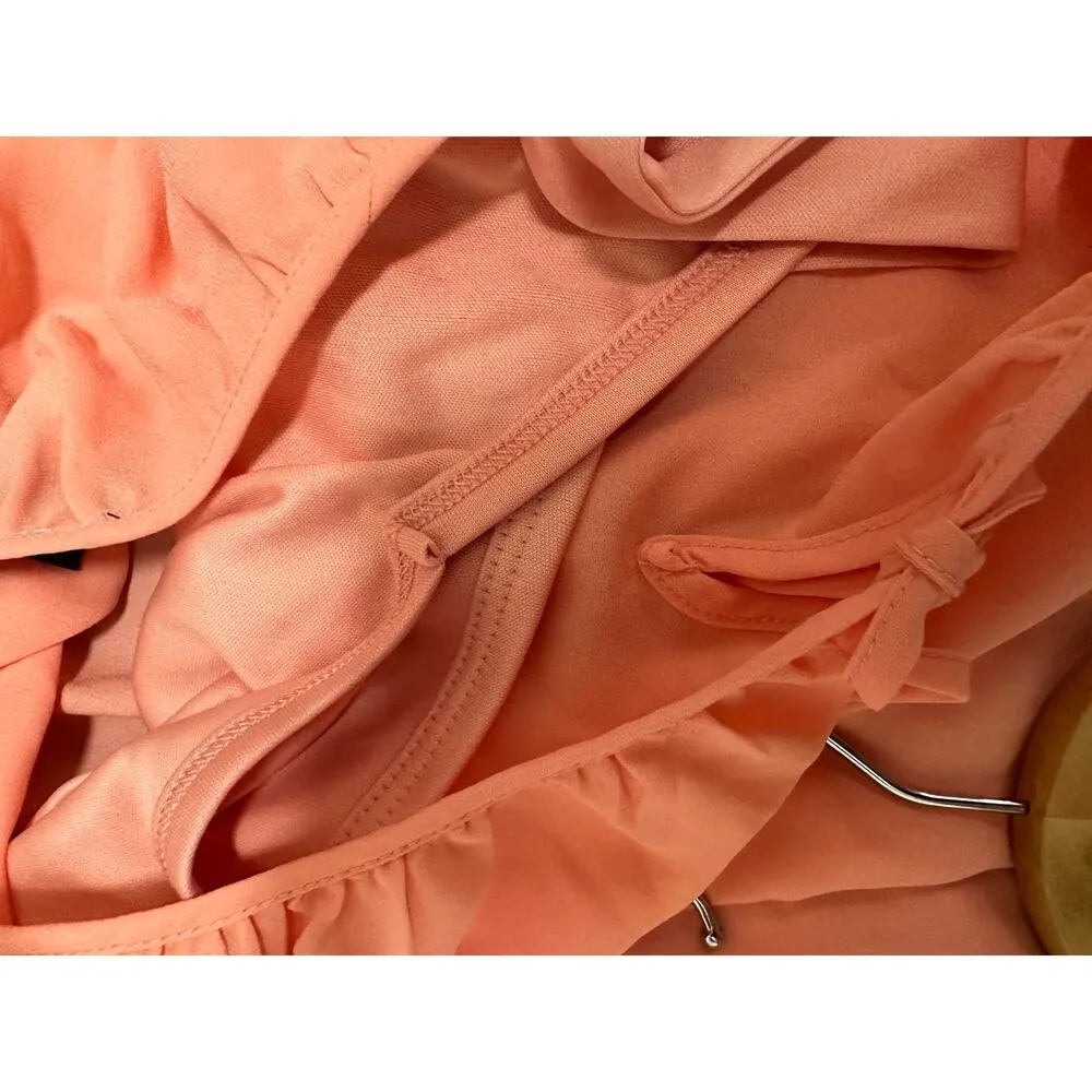 AGB Pink Peach Long Sleeve Built In Bra Top Women's Size X - Image 10